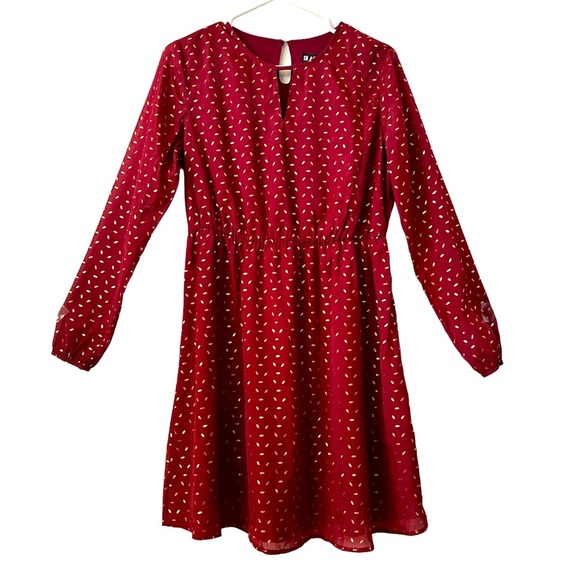 ALLEGRA K Red With Gold Accent Red Mini Long Dress Medium BNWT - Picture 1 of 7